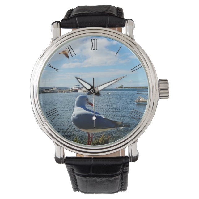 Seagull Watching Boote, Mens Wristwatch Armbanduhr (Vorderseite)