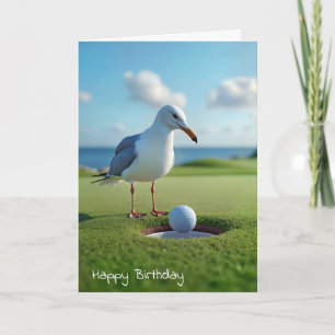 Seagull zum Geburtstag mit einem Golfball Karte