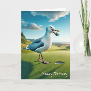 Seagull zum Geburtstag mit Golfball für Golfer Karte