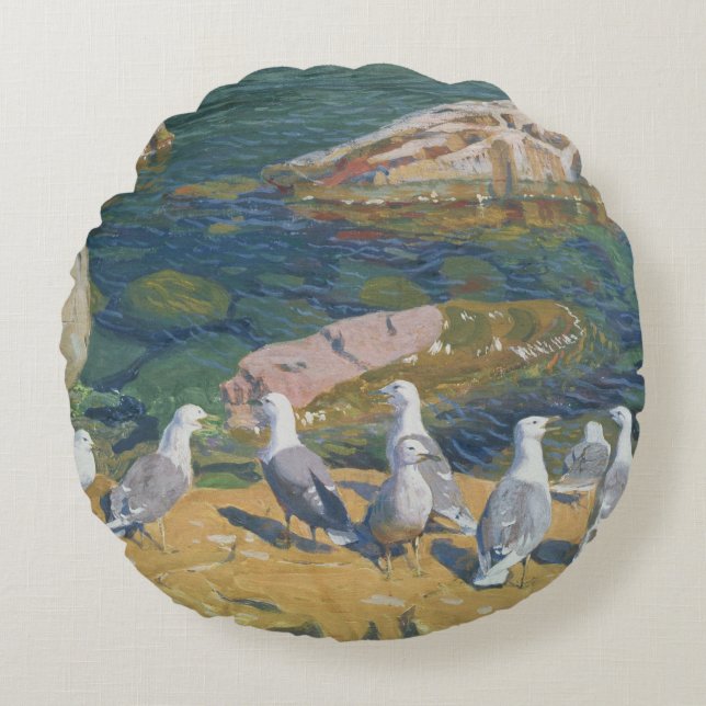 Seagulls, 1910 rundes kissen (Vorderseite)