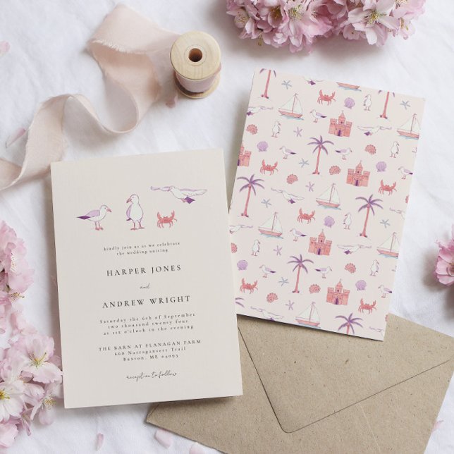 Seagulls Beach Hochzeit Einladung (Von Creator hochgeladen)