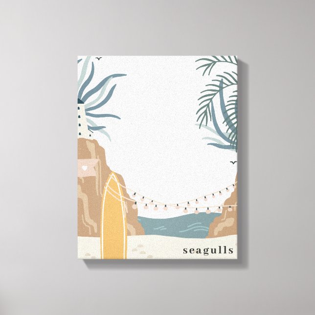 Seagulls Beach Watercolor Leinwanddruck (Vorderseite)