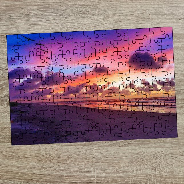Seagulls Flying Pink Sky Beaufort SC Beach Puzzle (Von Creator hochgeladen)