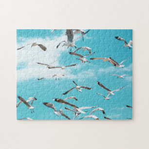 Seagulls Flying Sky Ocean Sea Theme Puzzle