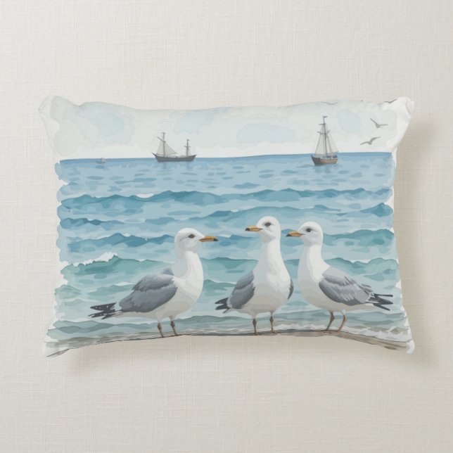 Seagulls im Meer Dekokissen (Vorderseite)