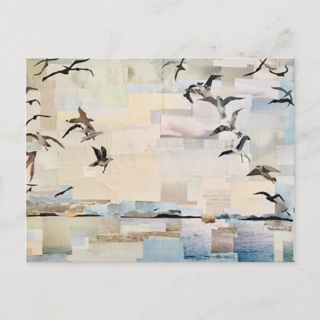 SeaGulls in Flight" Papier von Willowcatdesigns Postkarte (Vorderseite)