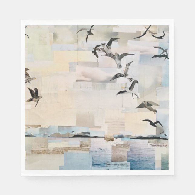 SeaGulls in Flight" Papier von Willowcatdesigns Serviette (Vorderseite)