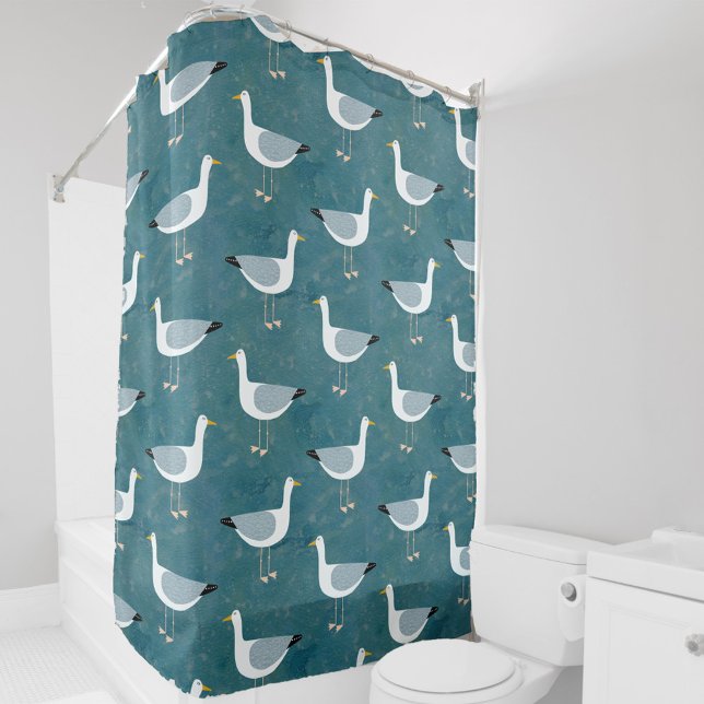 Seagulls Nautical Duschvorhang (Seagull nautical teal green shower curtain)