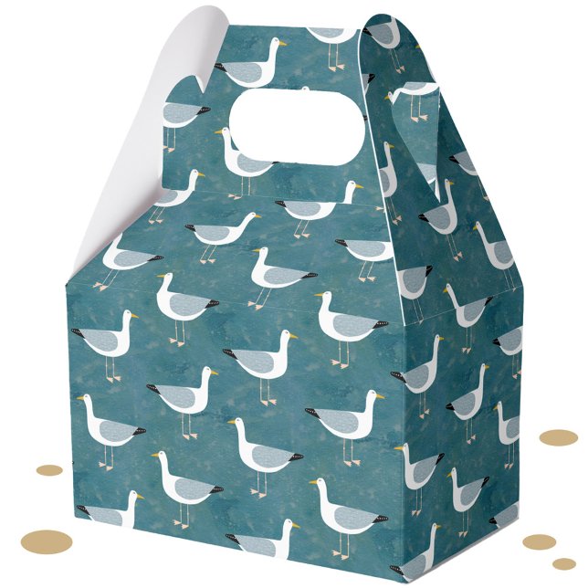 Seagulls Nautical Geschenkschachtel (Seagull nautical coastal bird fun  gift party favor box)