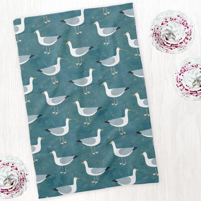 Seagulls Nautical Geschirrtuch (Seagull nautical kitchen tea towel)