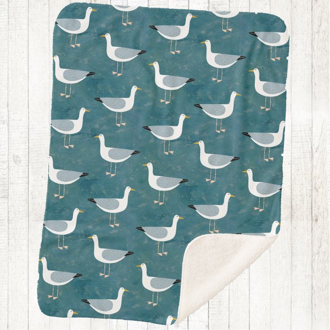 Seagulls Nautical Sherpadecke (Seagull bird sherpa fleece blanket)
