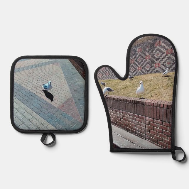 Seagulls Ofenhandschuh & Topflappen-Set (Vorderseite)