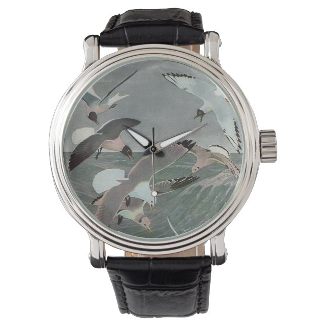 Seagulls Over Ocean Waves von Louis Agassiz Futes Armbanduhr (Vorderseite)