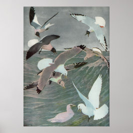 Seagulls Over Ocean Waves von Louis Agassiz Futes Poster
