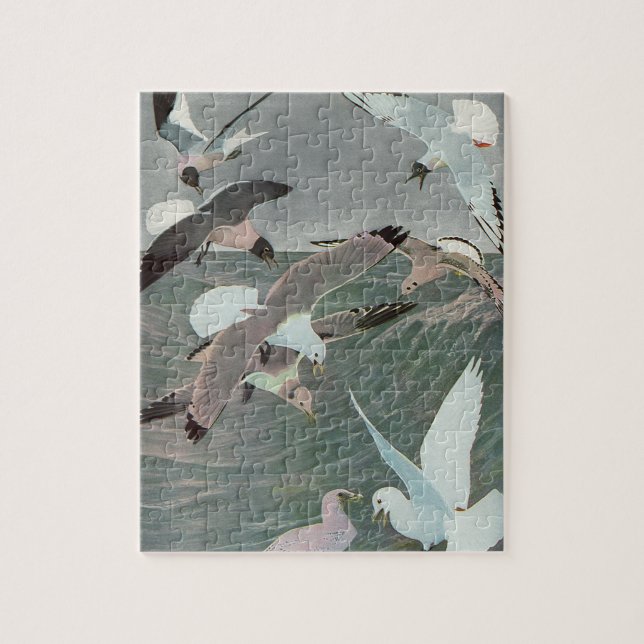 Seagulls Over Ocean Waves von Louis Agassiz Futes Puzzle (Vertikal)