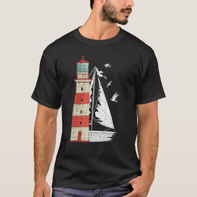 Seagulls Sailboat Nautical Sailing Sea Light T-Shirt (Vorderseite)
