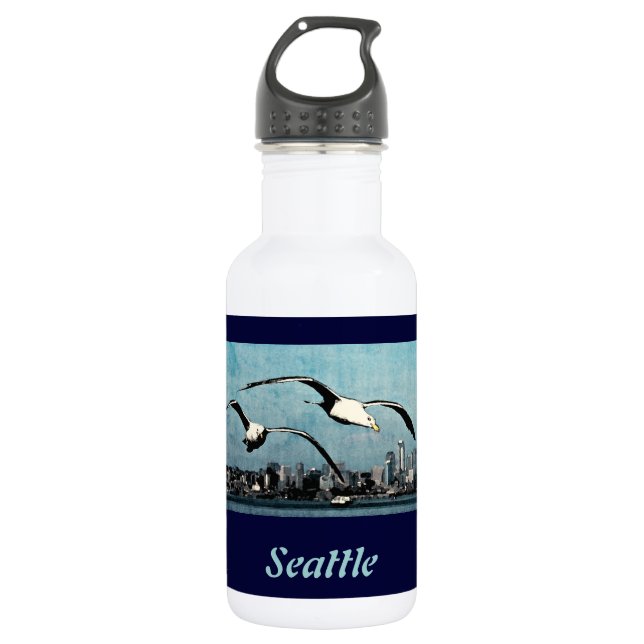 Seagulls über die Seattle Liberty Edelstahlflasche (Vorderseite)