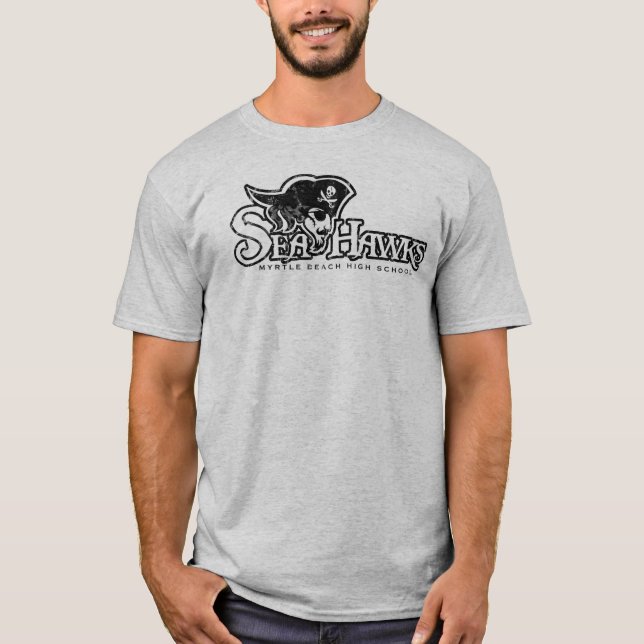 Seahawk Logo-langes Hülse Papierlösekorotron T-Shirt (Vorderseite)