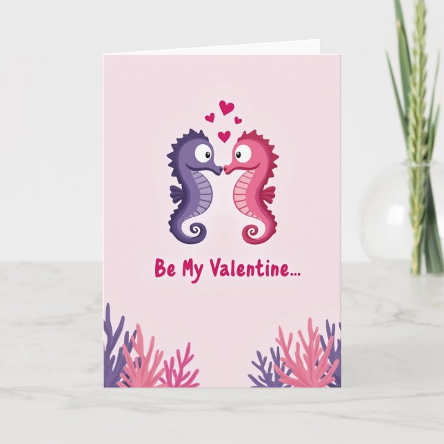 Seahorse Love Valentine Card Karte (Vorderseite)