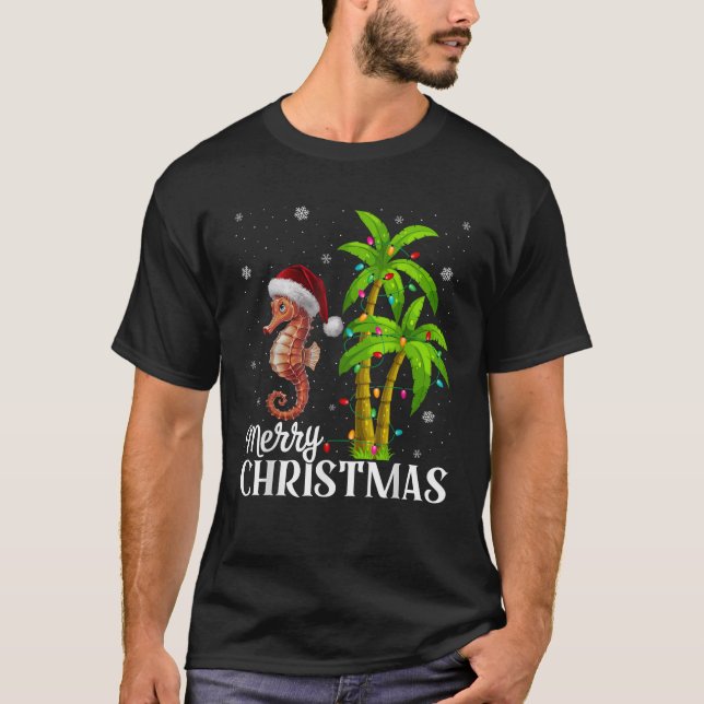 Seahorse Lovers Men Women Christmas Tree Lights Be T-Shirt (Vorderseite)