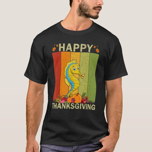 Seahorse  Retro Graphic Family Matching Thanksgivi T-Shirt (Vorderseite)
