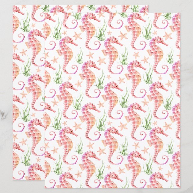 Seahorse Scrapbook Paper (Vorne/Hinten)