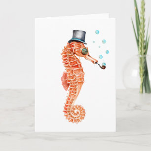 Seahorse Steampunk Feiertagskarte