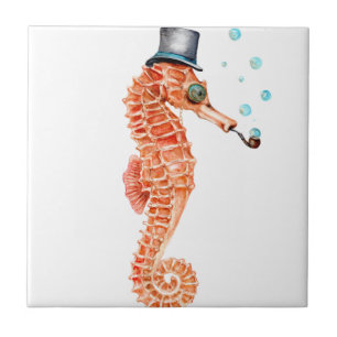 Seahorse Steampunk Fliese