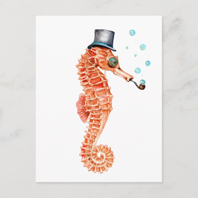 Seahorse Steampunk Postkarte (Vorderseite)