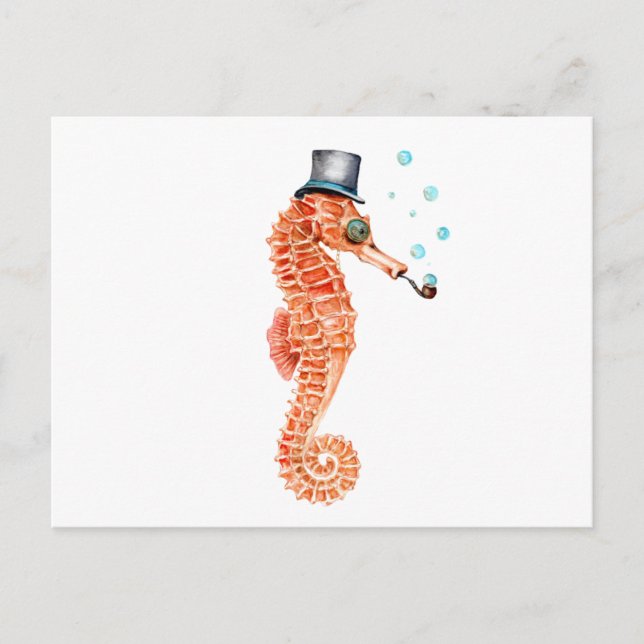 Seahorse Steampunk Postkarte (Vorderseite)