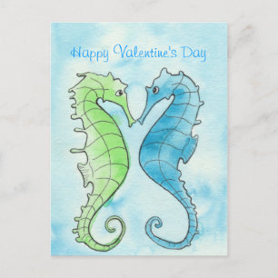 Seahorse Valentine Feiertagspostkarte