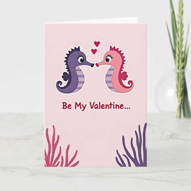 Seahorse Valentine Love Story Card Karte (Vorderseite)