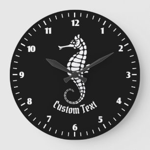 Seahorse White Große Wanduhr