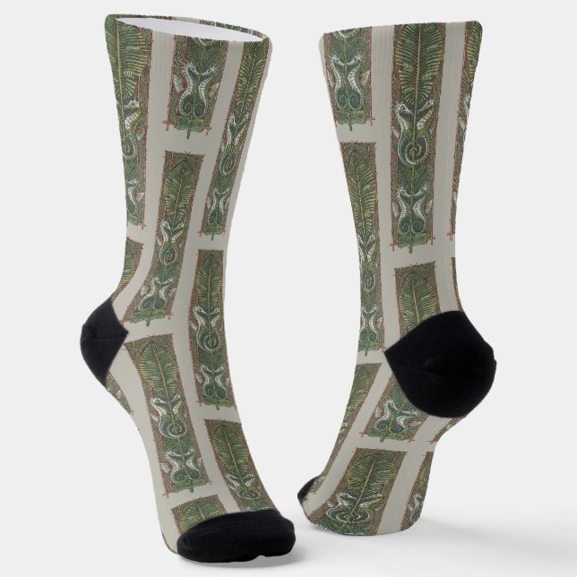Seahorses and Seaweed, Vintage Art Nouveau Socken (Gewinkelt)