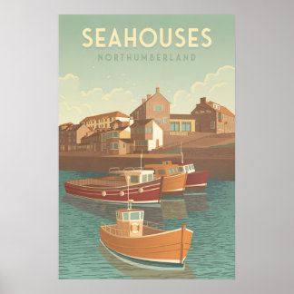 Seahouses Northumberland Reiseplakat Poster