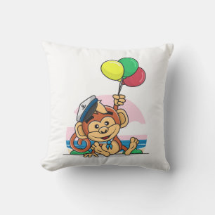 Seailor Monkey mit farbenfrohen Balloons Kissen
