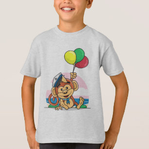 Seailor Monkey mit farbenfrohen Balloons T-Shirt