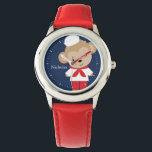 Seailor Monkey Personalisiert Kid's Armbanduhr<br><div class="desc">Diese lustige Uhr zeigt eine süße Vektorgrafik eines niedlichen Affen mit einem Seemann-Anzug und kann mit dem Namen oder Monogramm Ihres Kindes personalisiert werden.</div>