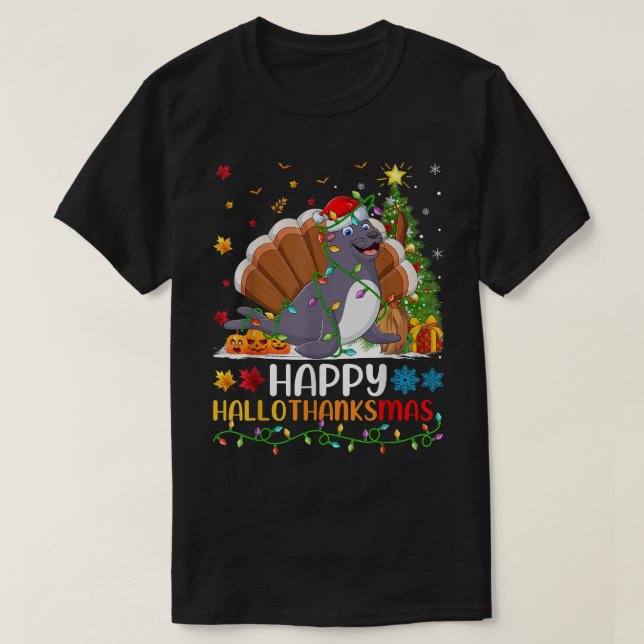 Seal Animal Lover Funny Happy Seal HelloThanksMas  T-Shirt (Design vorne)