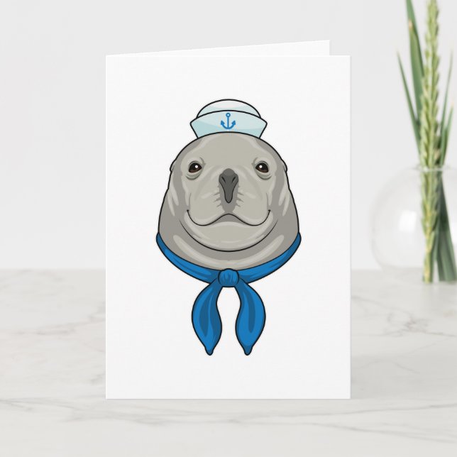 Seal as Sailor with Sailor hat Karte (Vorderseite)