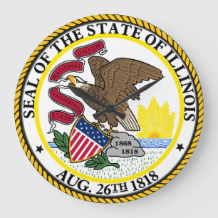 Seal of Illinois Round Wall Clock Große Wanduhr