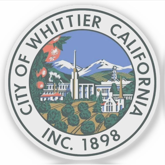 Seal of Whittier, California, USA Aufkleber (Vorderseite)