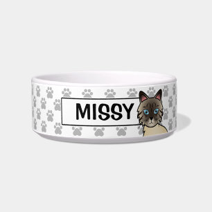 Seal Point Tabby Birman / Ragdoll Katze & Name Napf