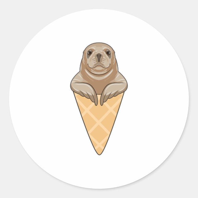 Seal with Ice cream cone Runder Aufkleber (Vorderseite)