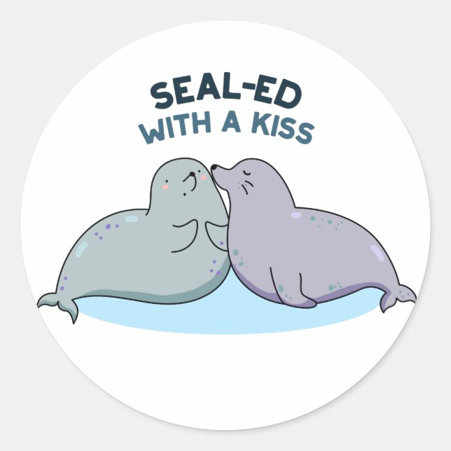 Sealed with a Kiss Funny Sea Lion Siegel Puff Runder Aufkleber (Vorderseite)
