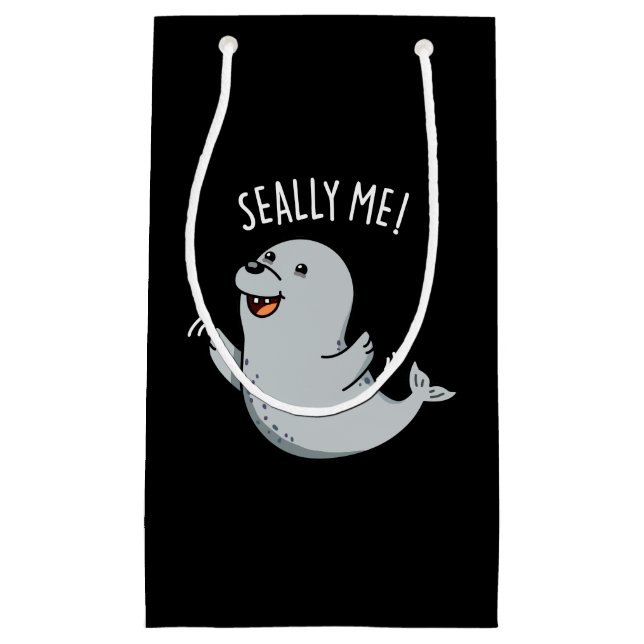 Seally Me Funny Siegel Puff Dark BG Kleine Geschenktüte (Vorderseite)