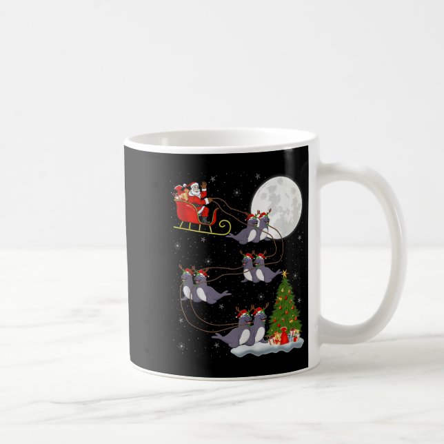 Seals Santa Sleigh Flying Funny Magical Christmas  Kaffeetasse (Rechts)