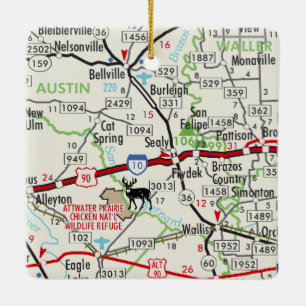 Sealy TX Road Map Keramikornament