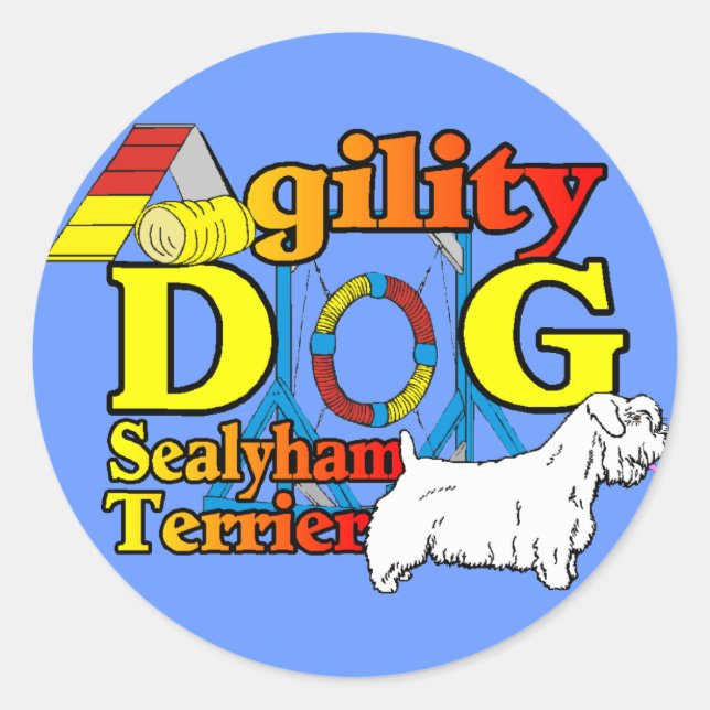 Sealyham_Terrier_Agility Runder Aufkleber (Vorderseite)