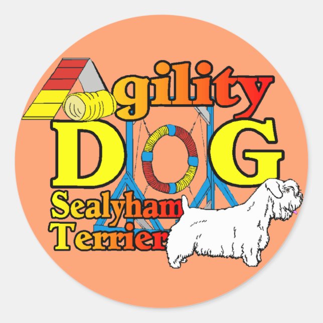 Sealyham_Terrier_Agility Runder Aufkleber (Vorderseite)